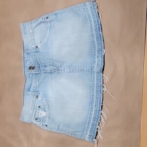 Rue21 Size 5/6 Medium Light Wash Denim Mini Skirt, Raw Hem, Exc. Used Cond.